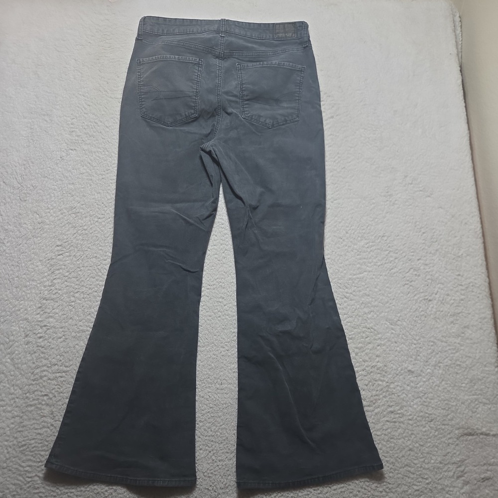 American Eagle Super Hi Rise Flare‎ Corduroy Pants Womens 12 Gray Stretch Jeans - Picture 6 of 7